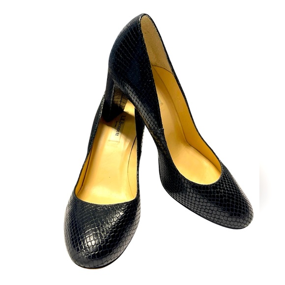 EUC L.K. Bennett Marcella Pumps Black Snake Effect Size 39.5 / US 8.5M - Picture 1 of 9